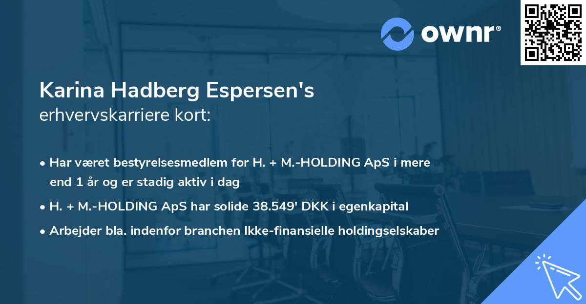 Karina Hadberg Espersen's erhvervskarriere kort