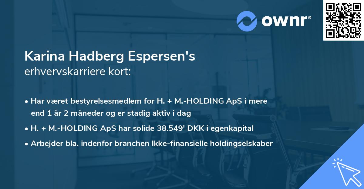 Karina Hadberg Espersen's erhvervskarriere kort
