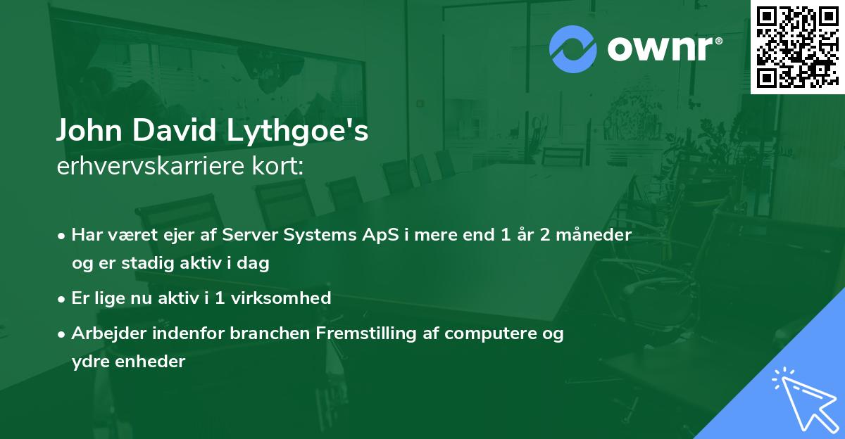 John David Lythgoe's erhvervskarriere kort