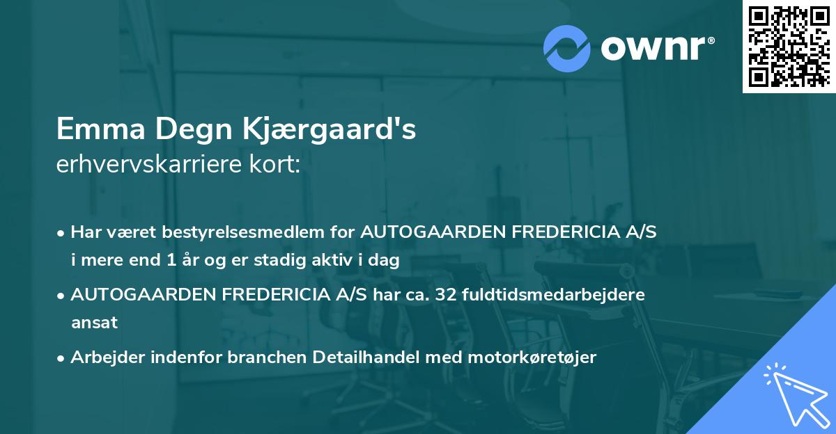 Emma Degn Kjærgaard's erhvervskarriere kort