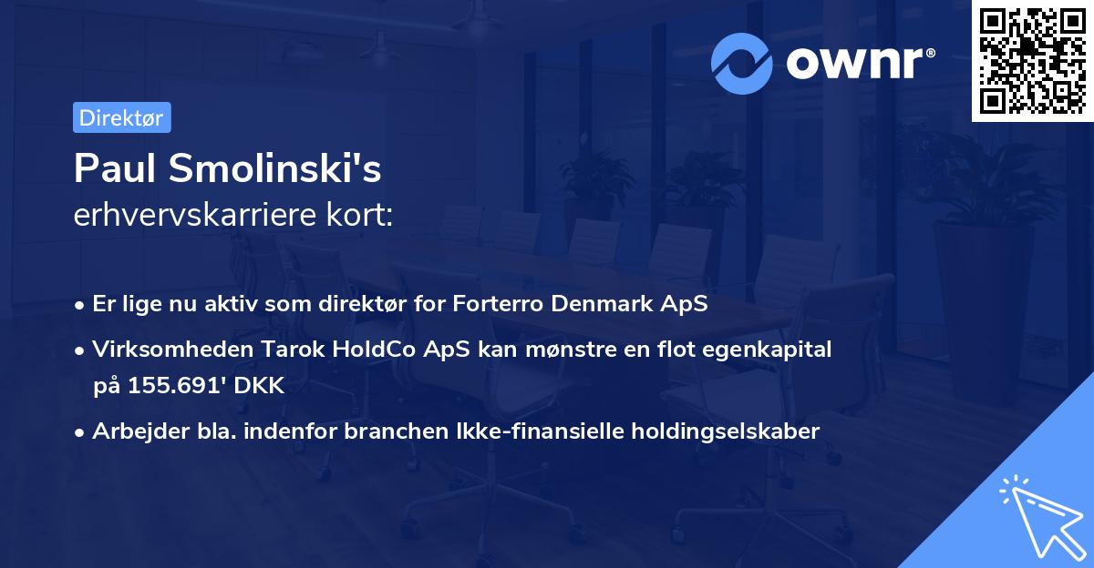 Paul Smolinski's erhvervskarriere kort