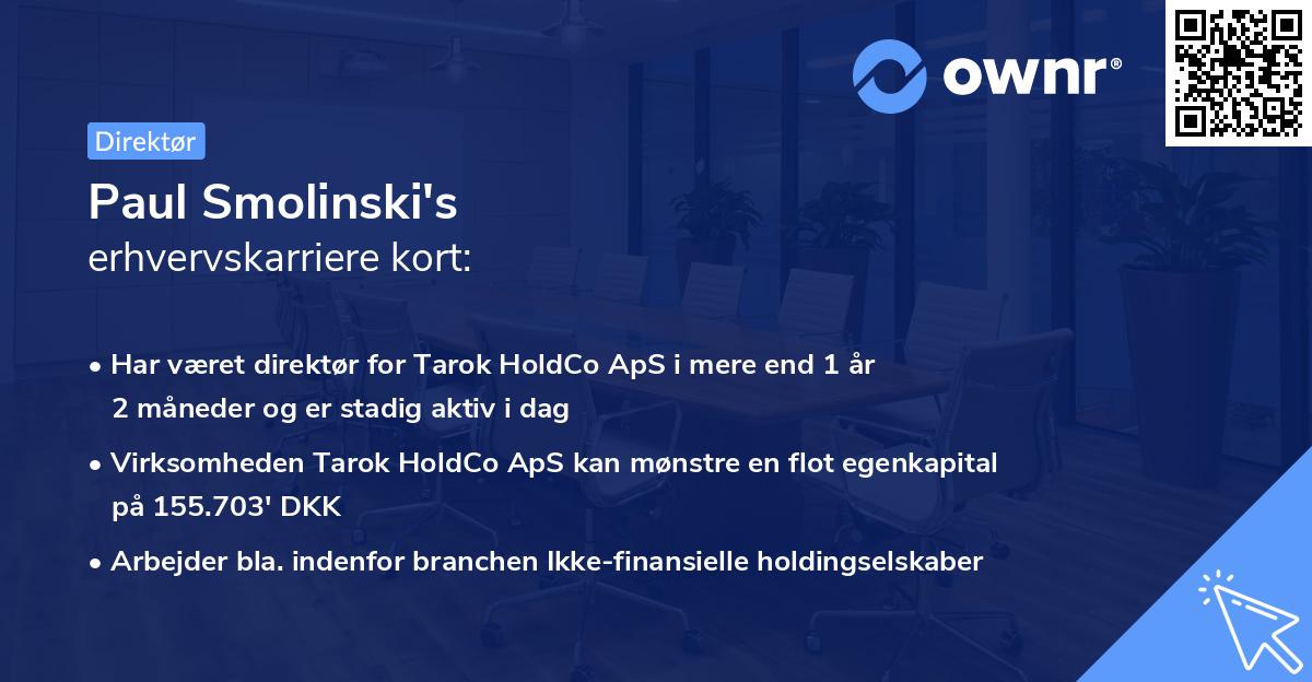 Paul Smolinski's erhvervskarriere kort