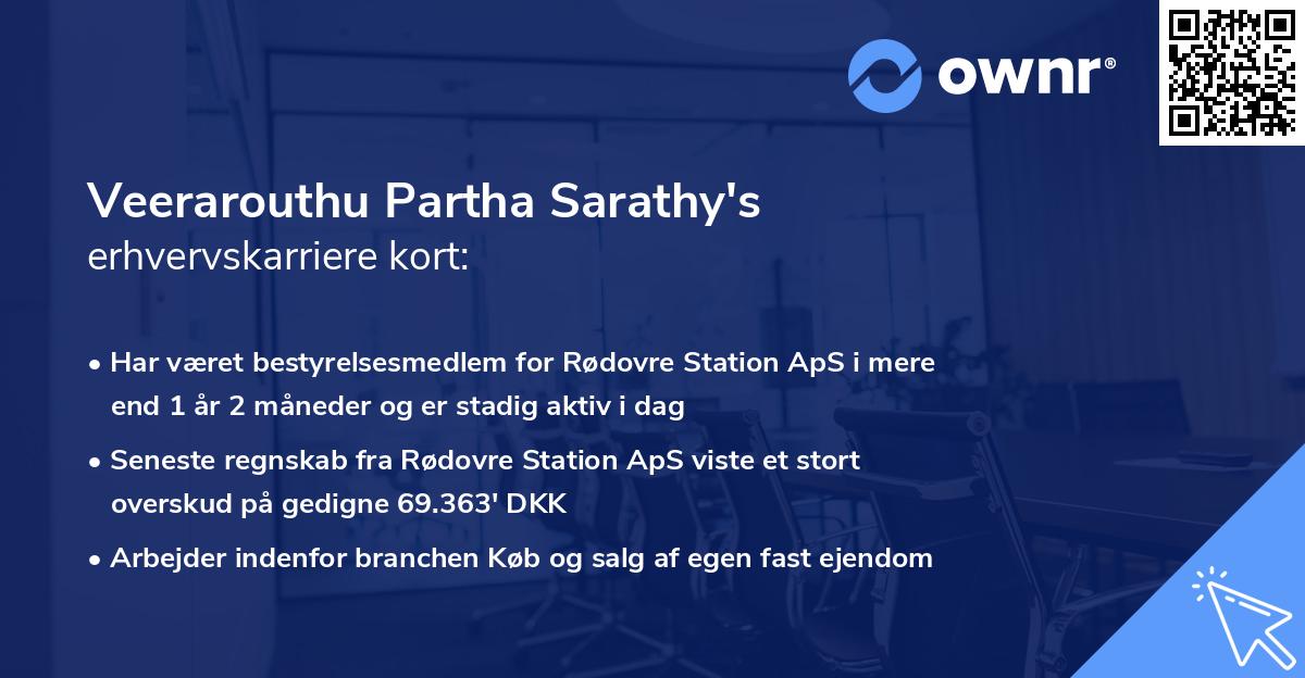Veerarouthu Partha Sarathy's erhvervskarriere kort