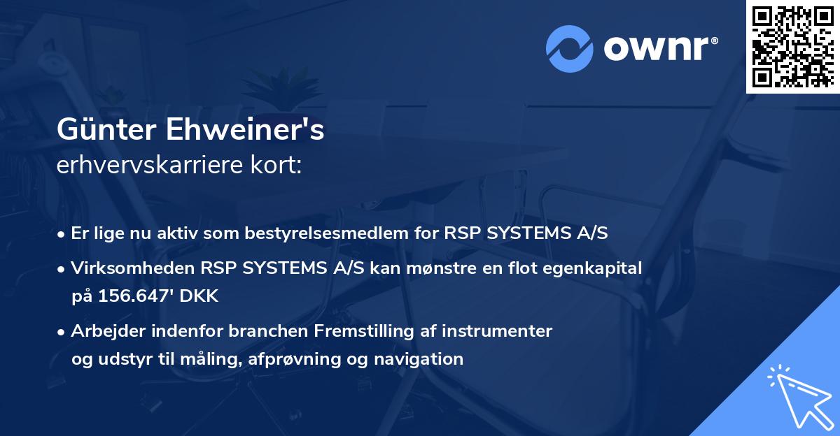 Günter Ehweiner's erhvervskarriere kort