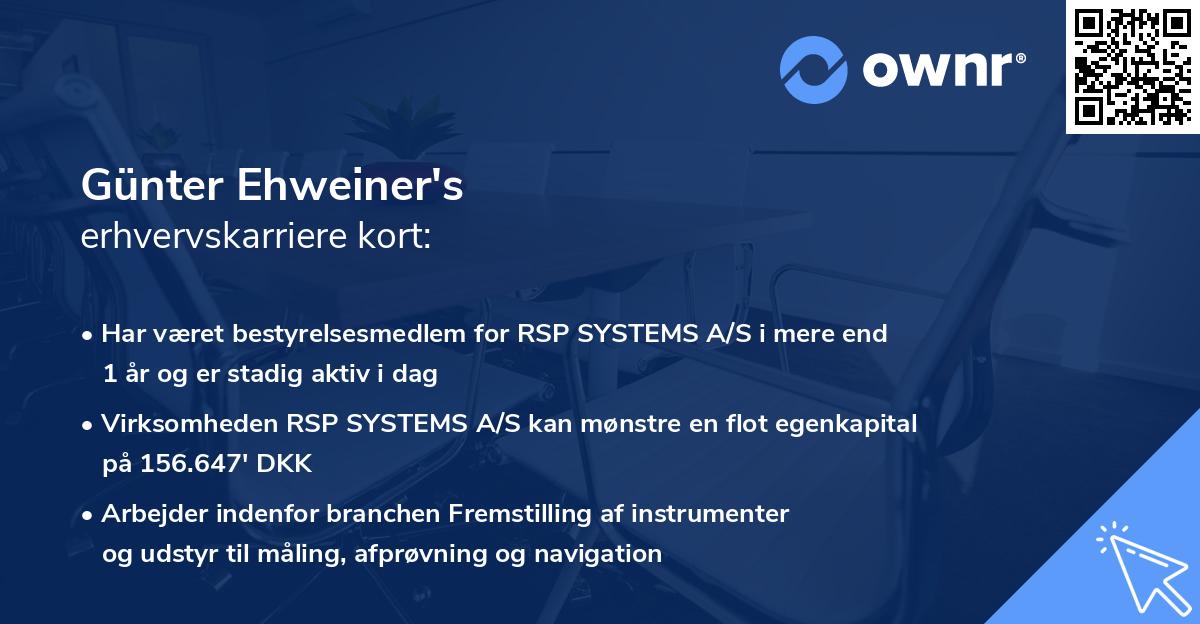 Günter Ehweiner's erhvervskarriere kort