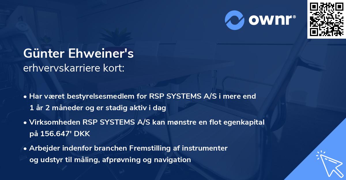 Günter Ehweiner's erhvervskarriere kort
