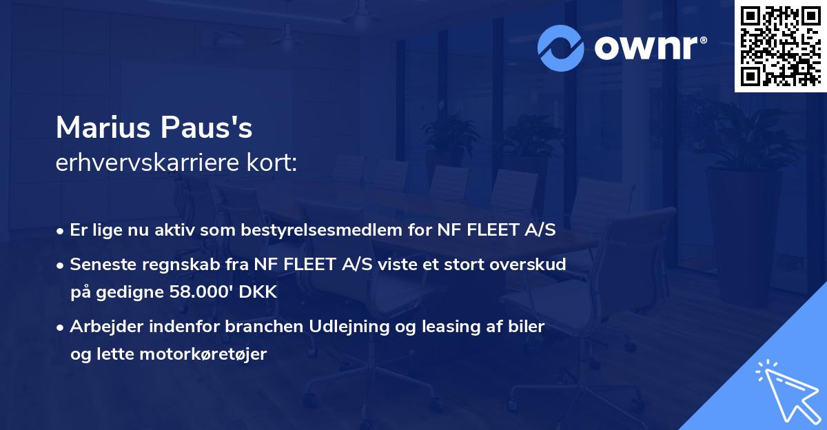 Marius Paus's erhvervskarriere kort