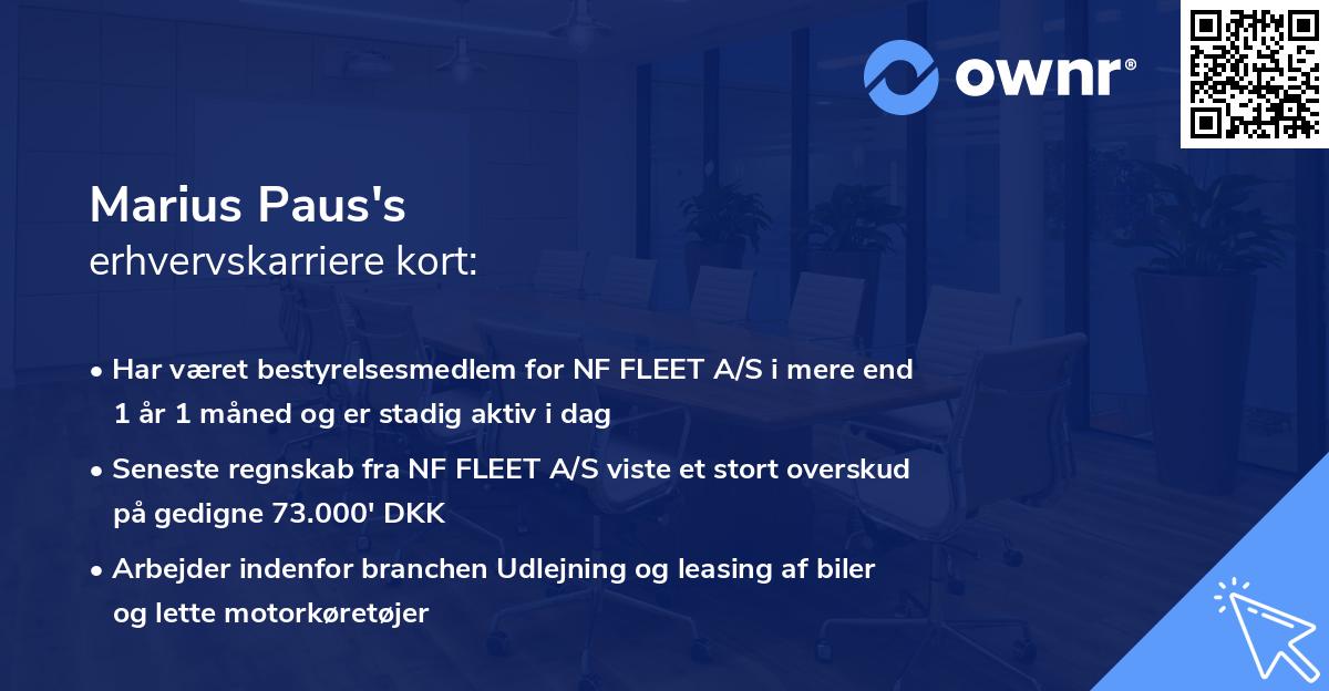 Marius Paus's erhvervskarriere kort