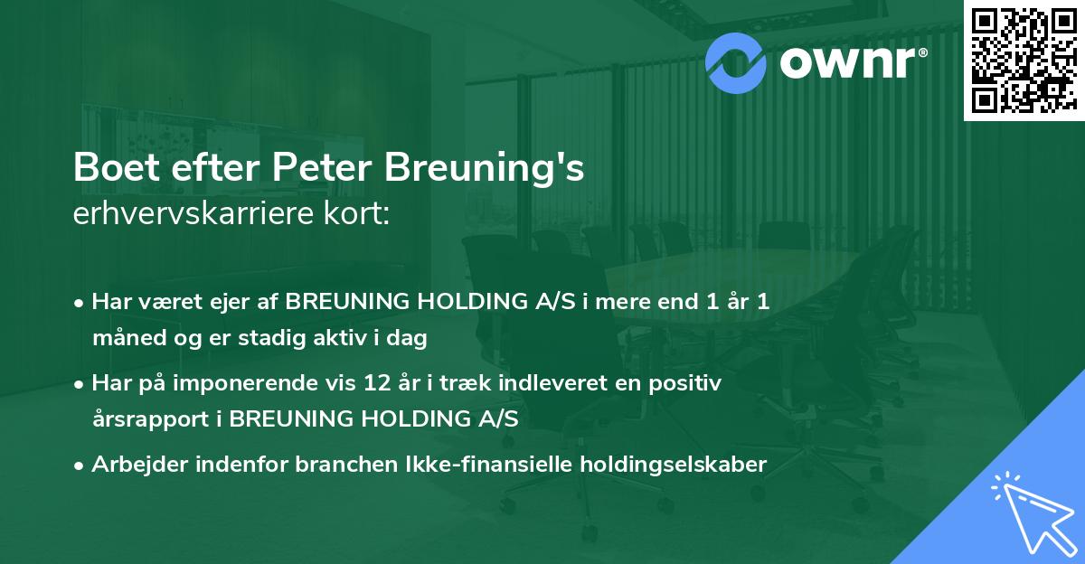 Boet efter Peter Breuning's erhvervskarriere kort