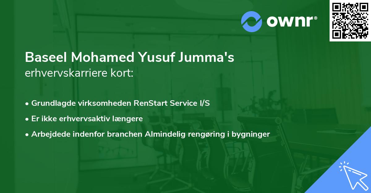 Baseel Mohamed Yusuf Jumma's erhvervskarriere kort