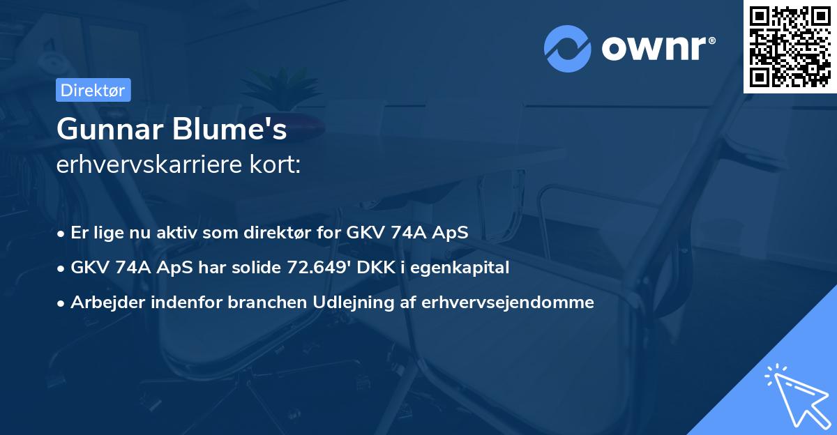 Gunnar Blume's erhvervskarriere kort