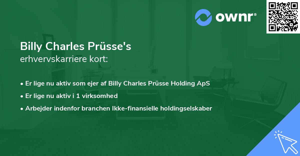 Billy Charles Prüsse's erhvervskarriere kort