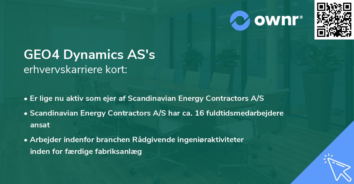 GEO4 Dynamics AS's erhvervskarriere kort