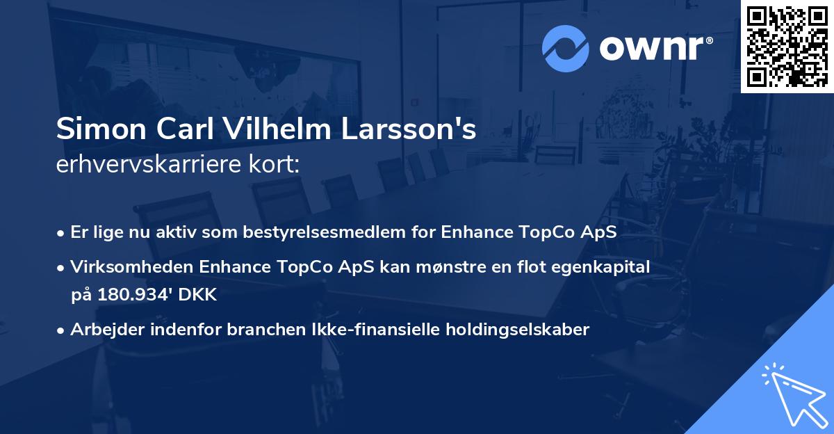 Simon Carl Vilhelm Larsson's erhvervskarriere kort