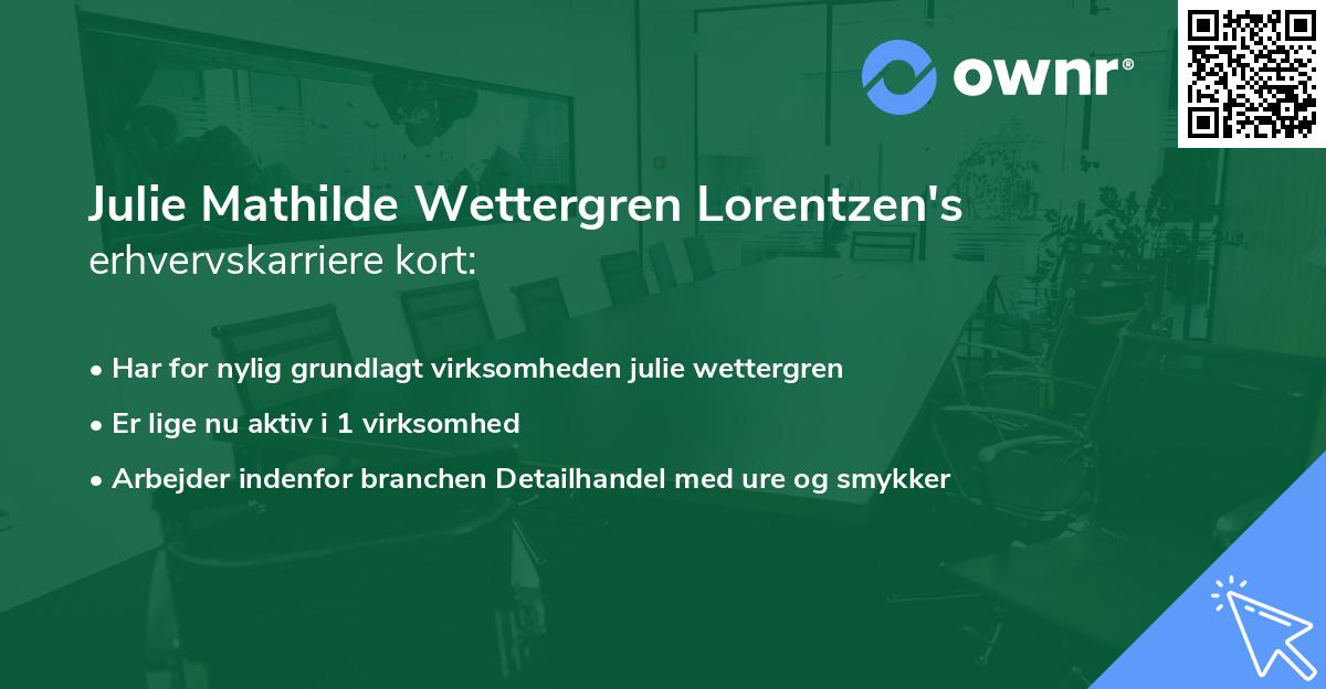 Julie Mathilde Wettergren Lorentzen's erhvervskarriere kort