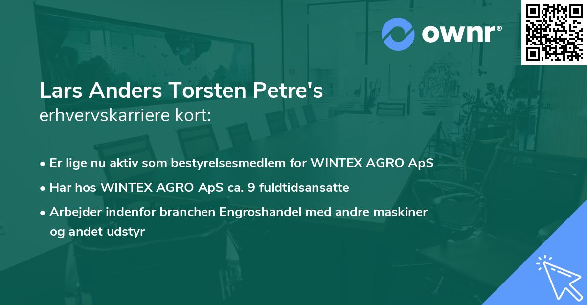 Lars Anders Torsten Petre's erhvervskarriere kort