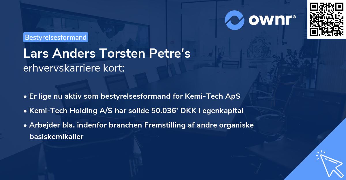 Lars Anders Torsten Petre's erhvervskarriere kort