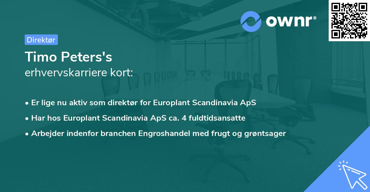 Timo Peters's erhvervskarriere kort