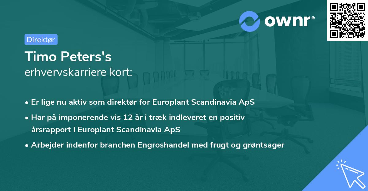 Timo Peters's erhvervskarriere kort