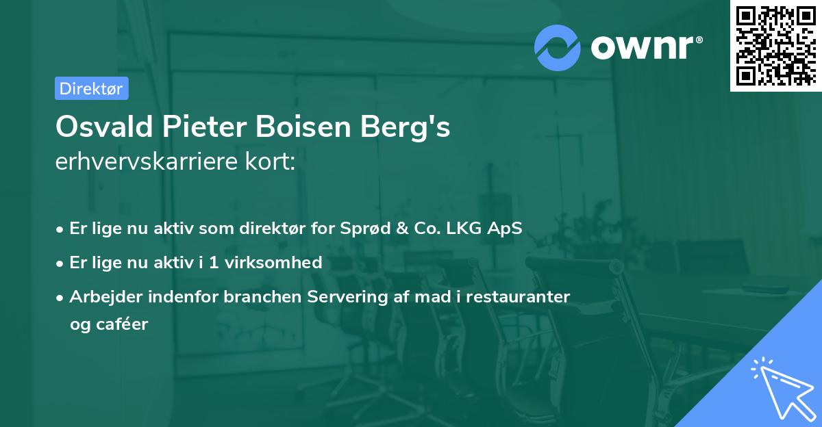 Osvald Pieter Boisen Berg's erhvervskarriere kort