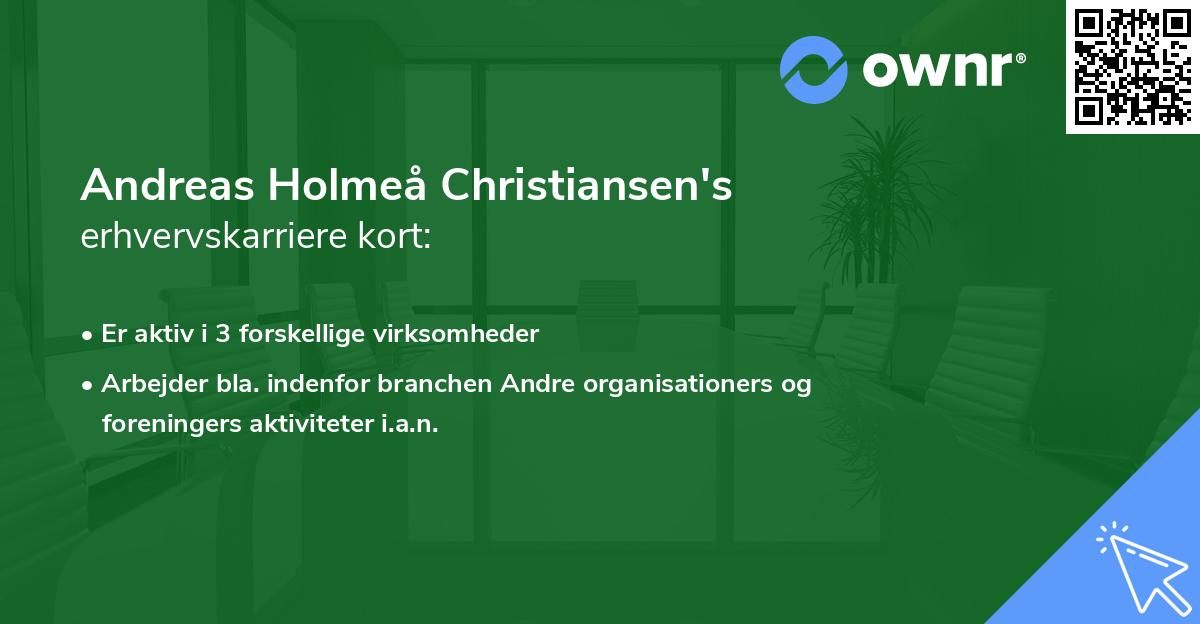 Andreas Holmeå Christiansen's erhvervskarriere kort
