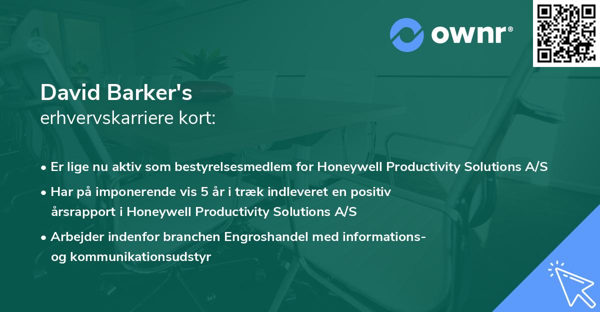 David Barker's erhvervskarriere kort