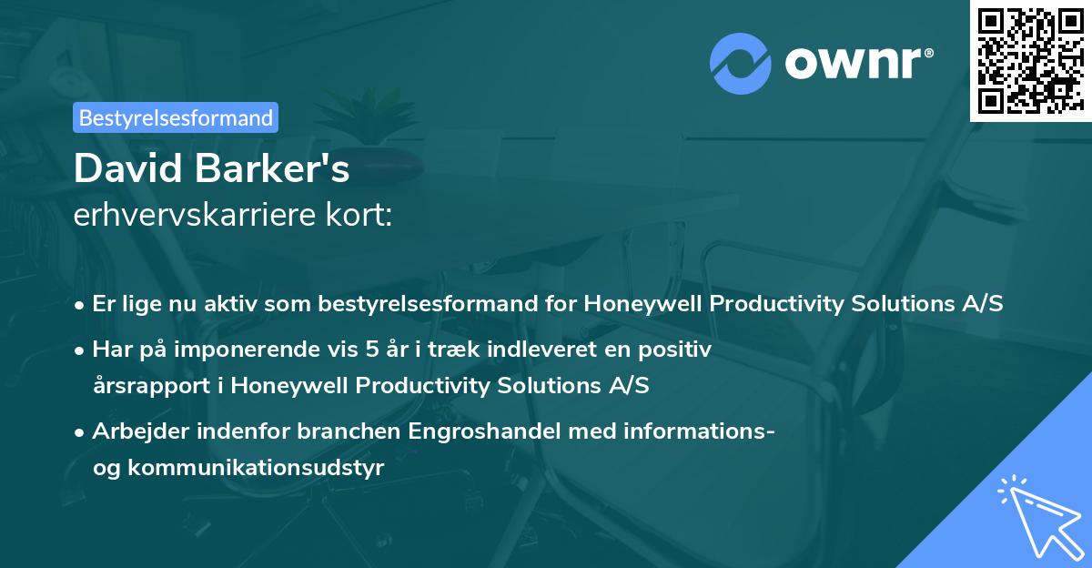 David Barker's erhvervskarriere kort