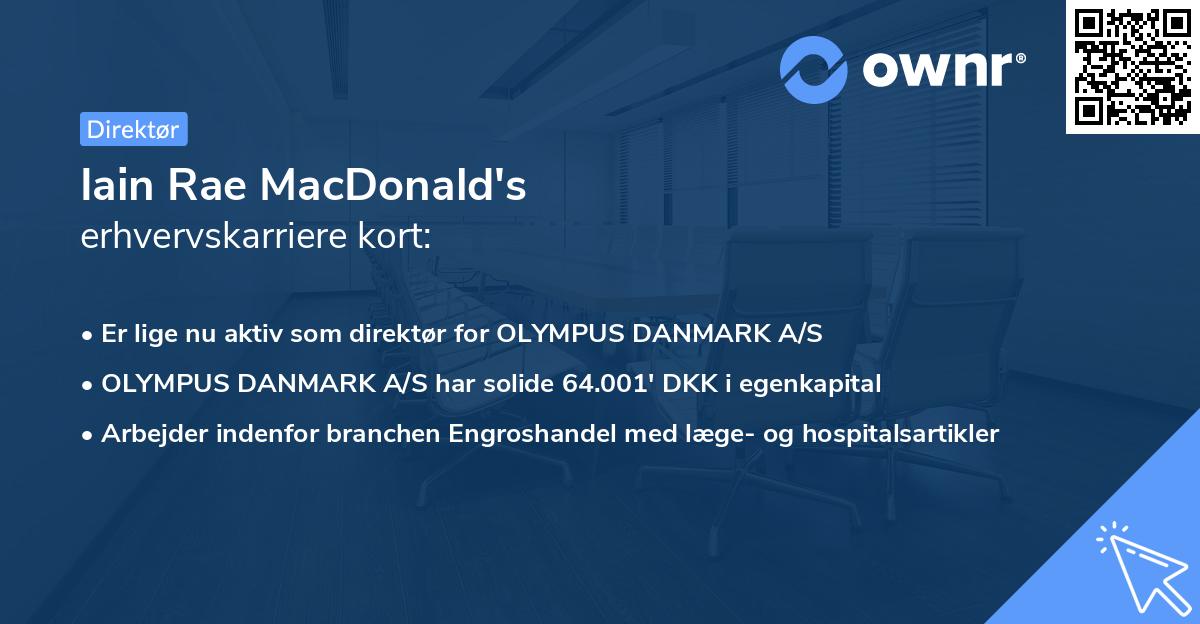 Iain Rae MacDonald's erhvervskarriere kort
