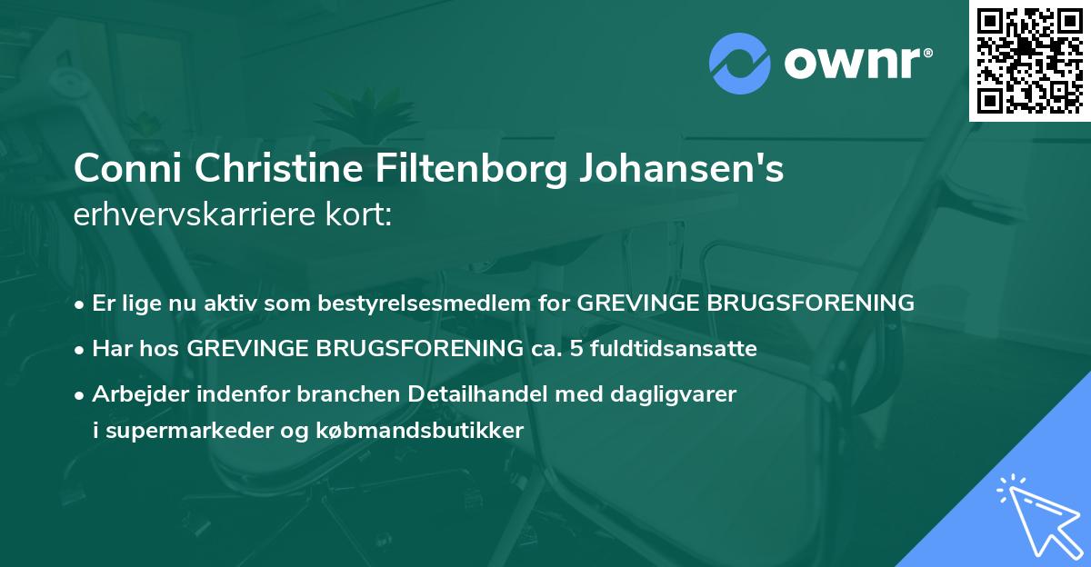 Conni Christine Filtenborg Johansen's erhvervskarriere kort