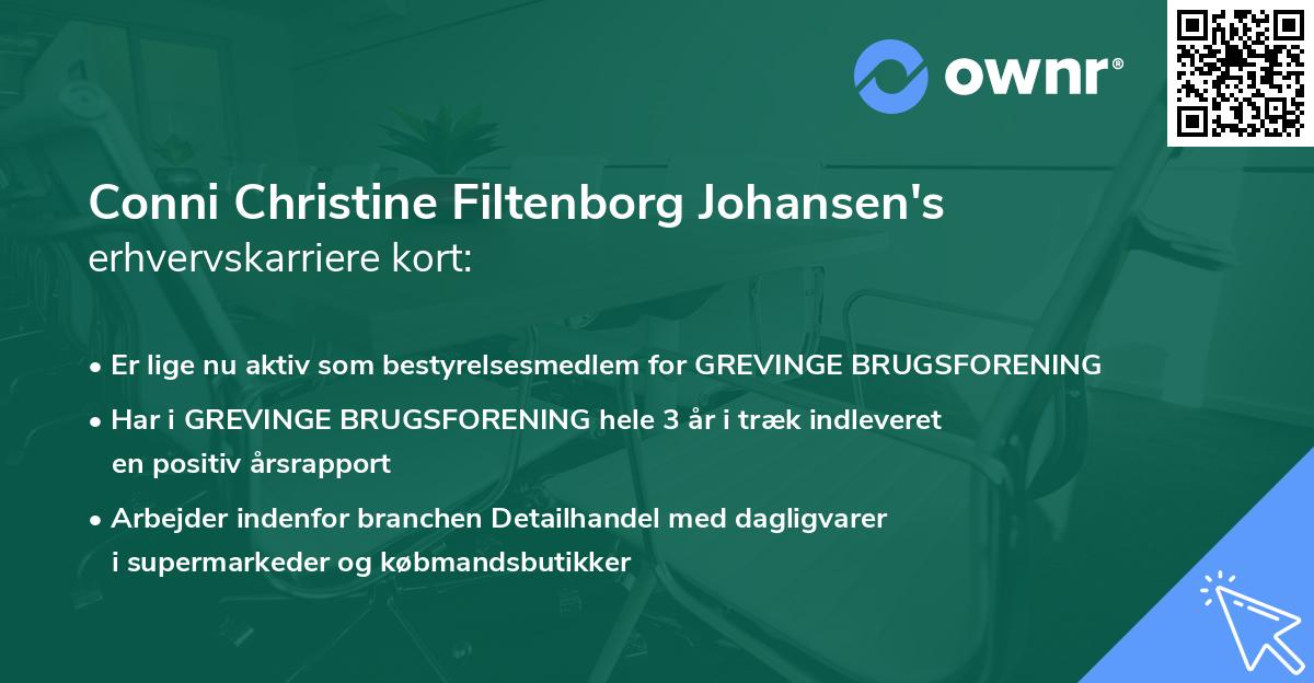 Conni Christine Filtenborg Johansen's erhvervskarriere kort