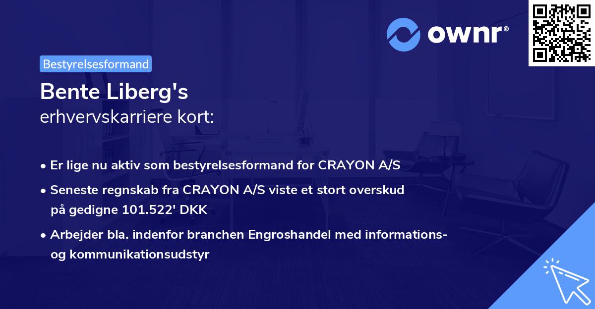 Bente Liberg's erhvervskarriere kort