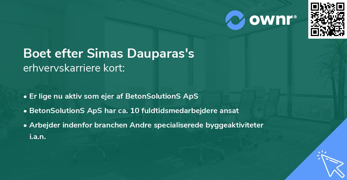 Boet efter Simas Dauparas's erhvervskarriere kort