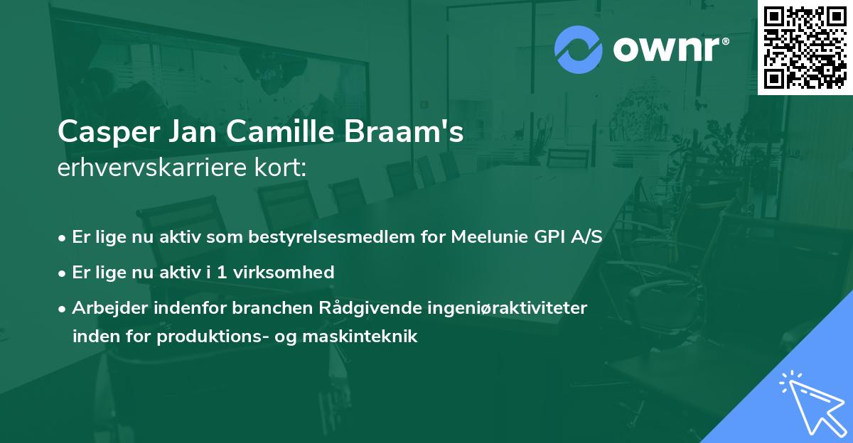 Casper Jan Camille Braam's erhvervskarriere kort