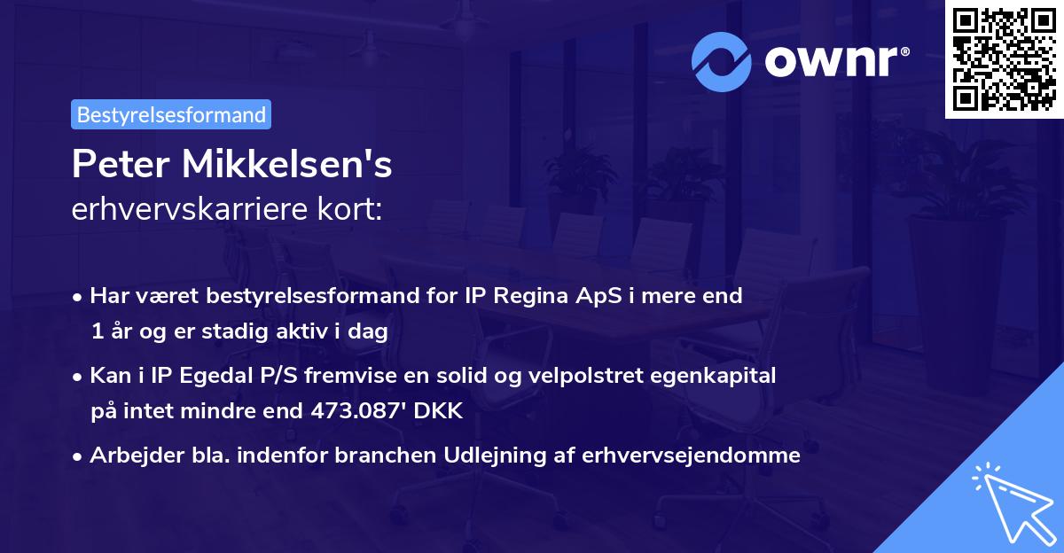 Peter Mikkelsen's erhvervskarriere kort