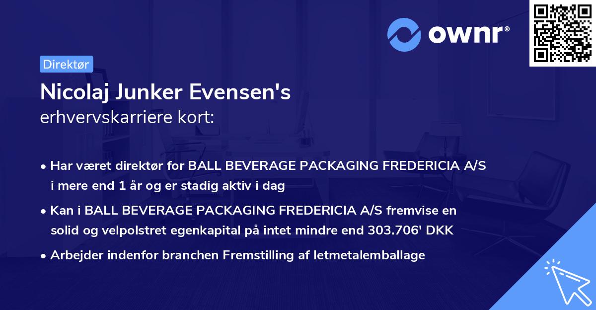 Nicolaj Junker Evensen's erhvervskarriere kort