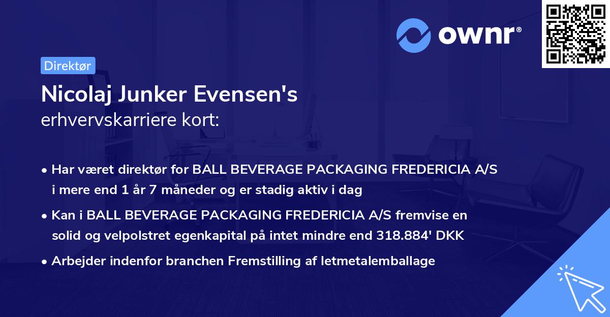 Nicolaj Junker Evensen's erhvervskarriere kort