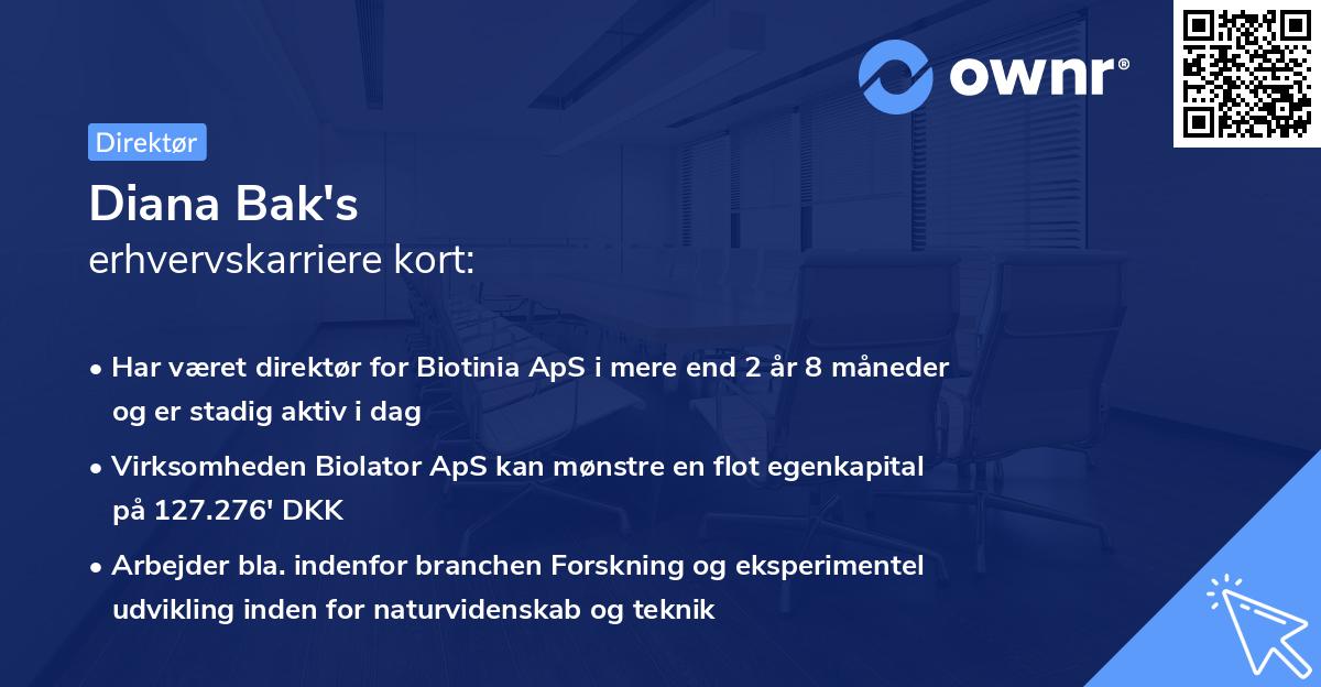 Diana Bak's erhvervskarriere kort