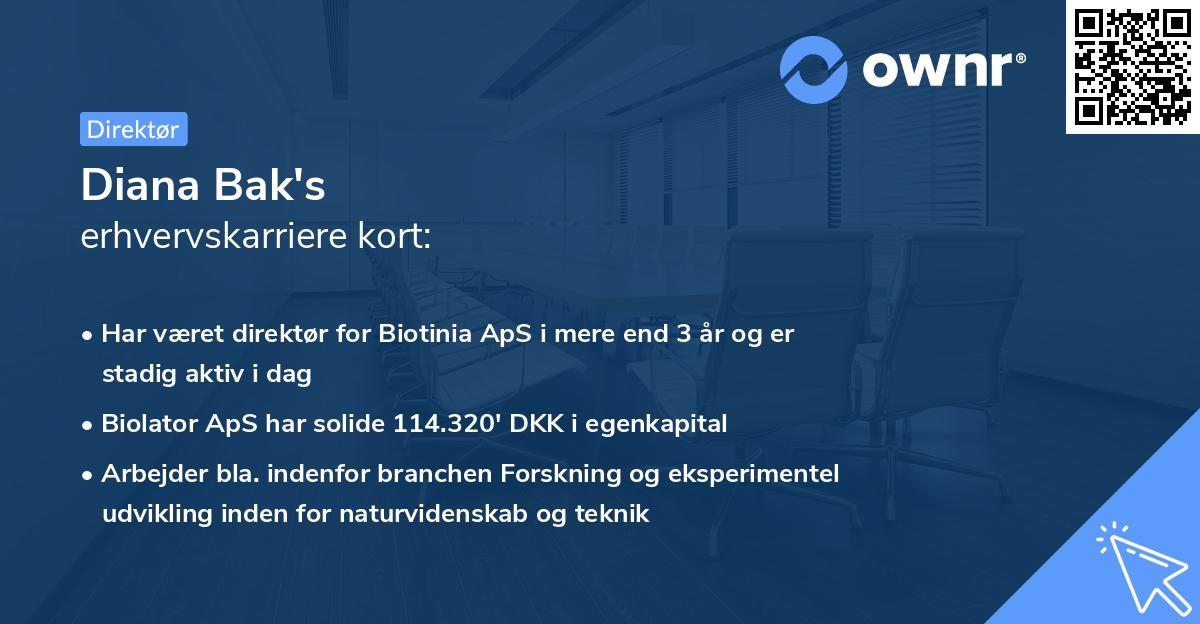 Diana Bak's erhvervskarriere kort