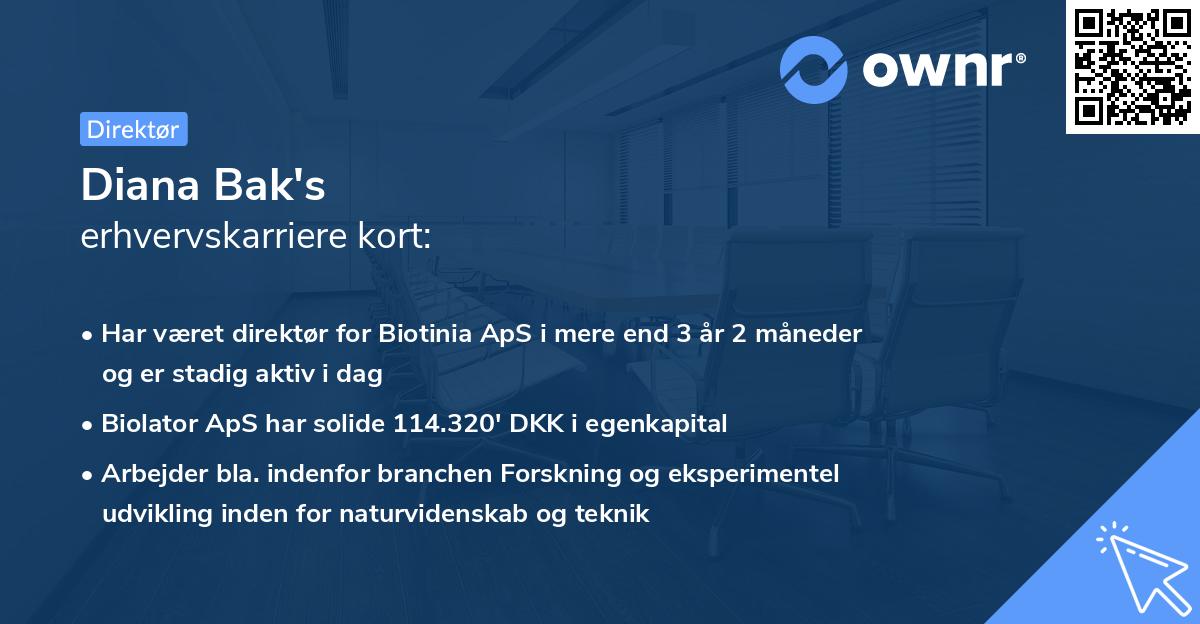 Diana Bak's erhvervskarriere kort