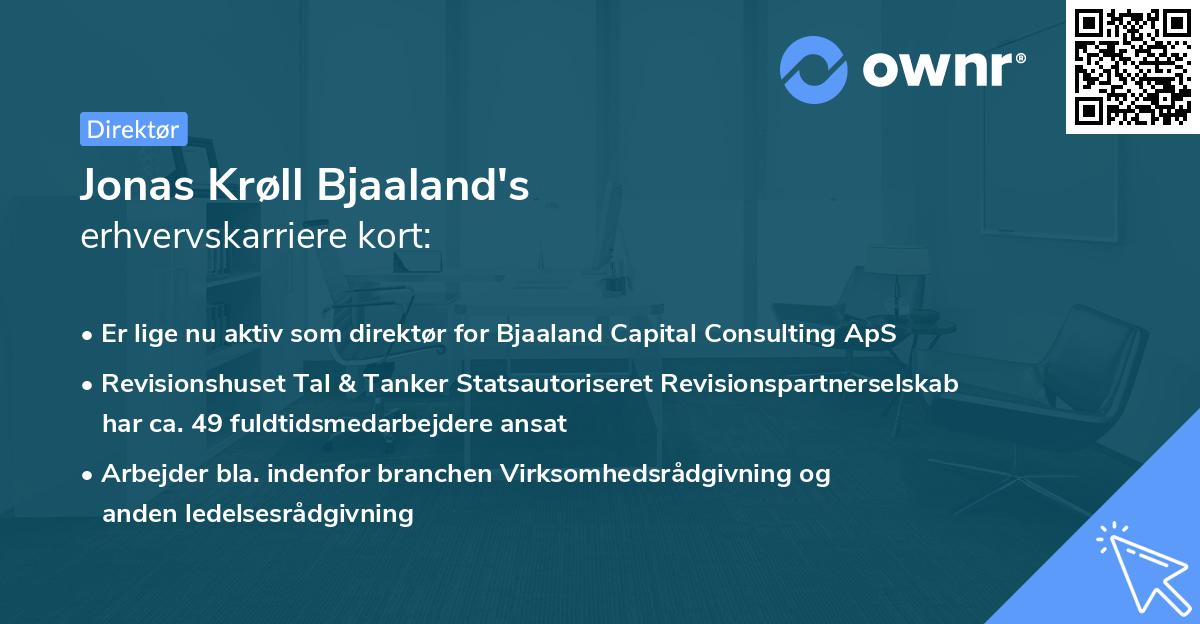 Jonas Krøll Bjaaland's erhvervskarriere kort