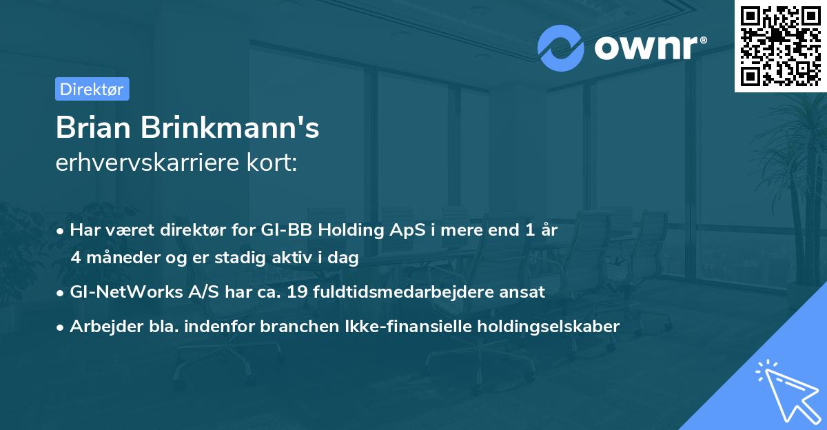 Brian Brinkmann's erhvervskarriere kort
