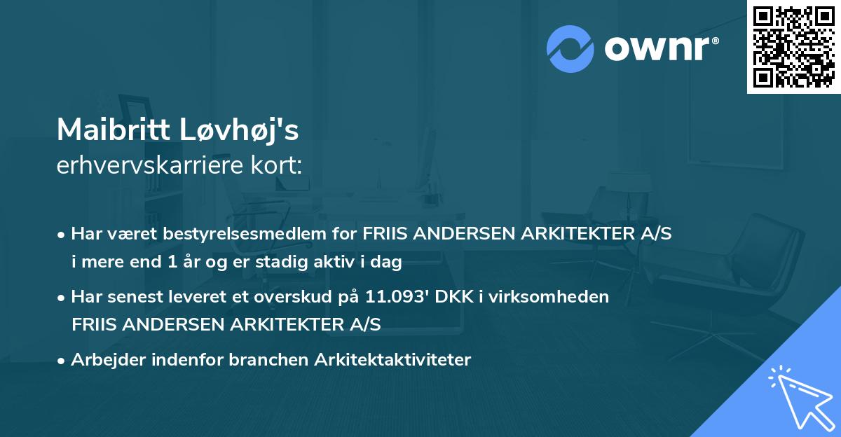 Maibritt Løvhøj's erhvervskarriere kort