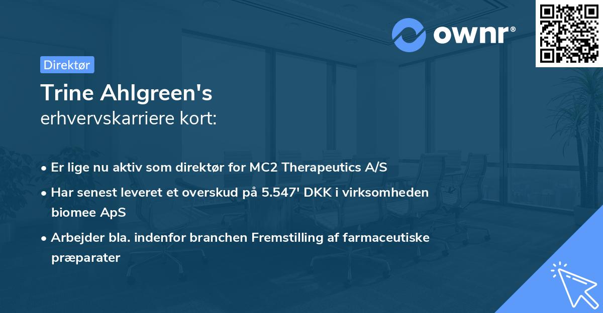 Trine Ahlgreen's erhvervskarriere kort