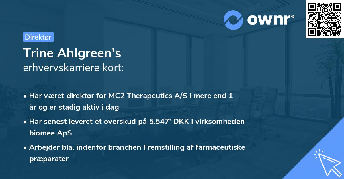 Trine Ahlgreen's erhvervskarriere kort