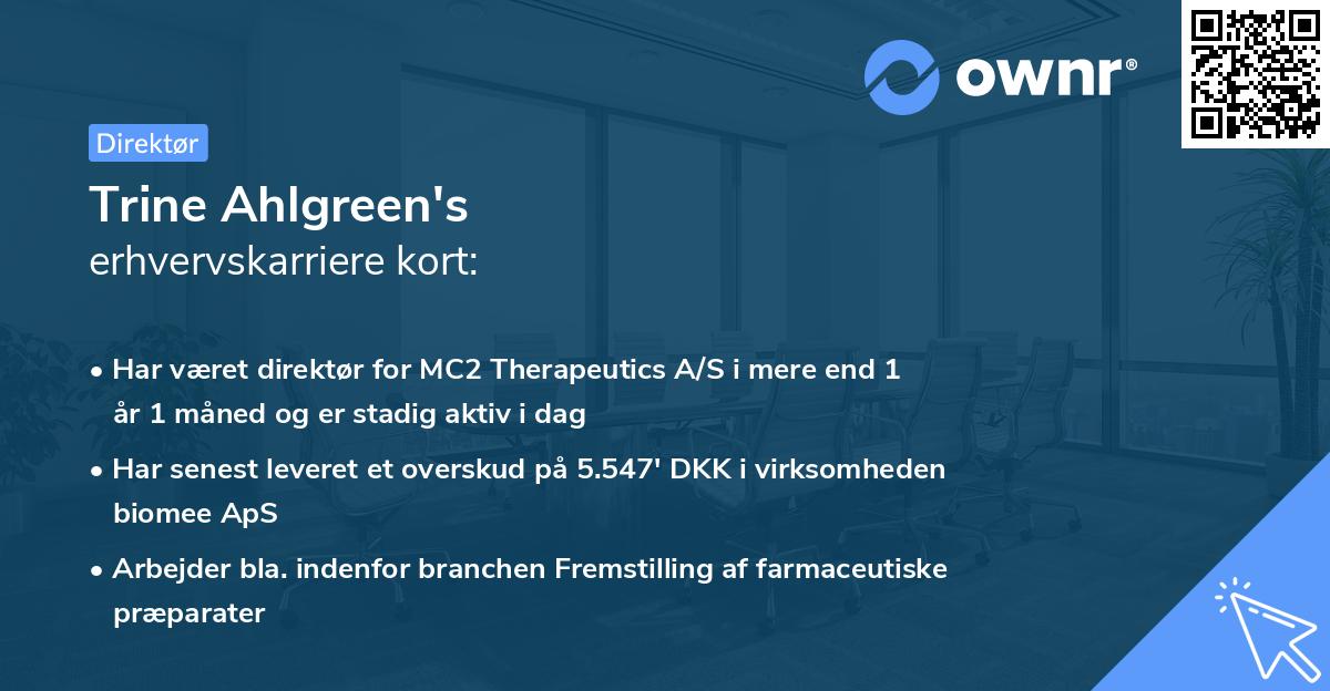 Trine Ahlgreen's erhvervskarriere kort