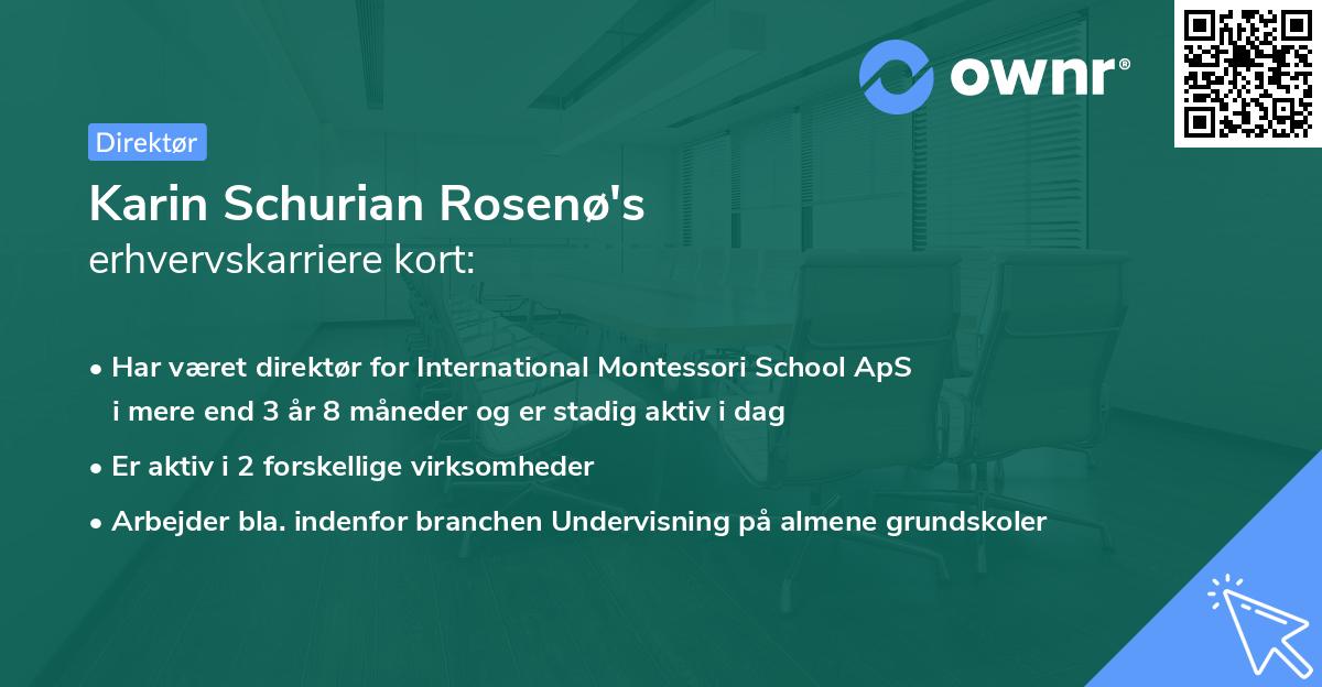Karin Schurian Rosenø's erhvervskarriere kort