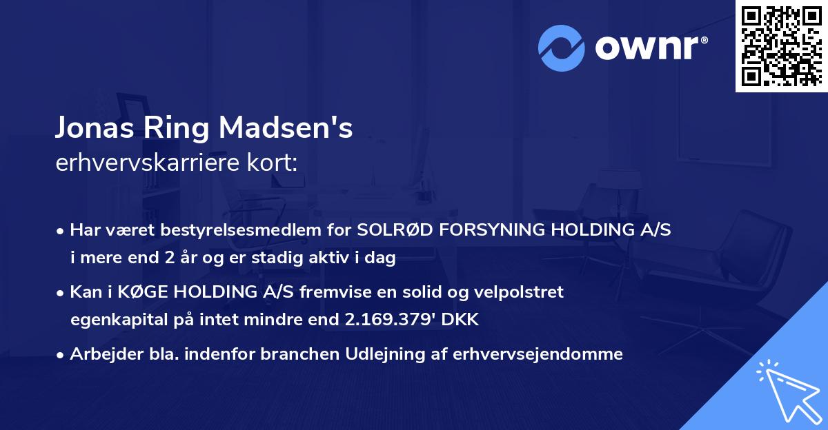 Jonas Ring Madsen's erhvervskarriere kort