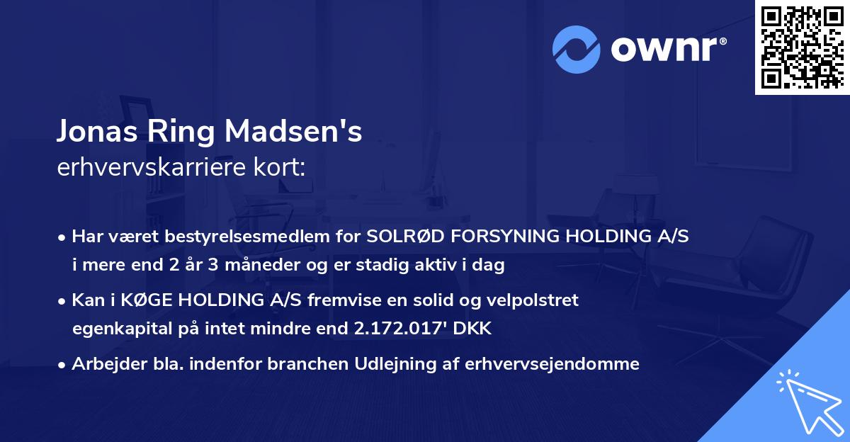 Jonas Ring Madsen's erhvervskarriere kort