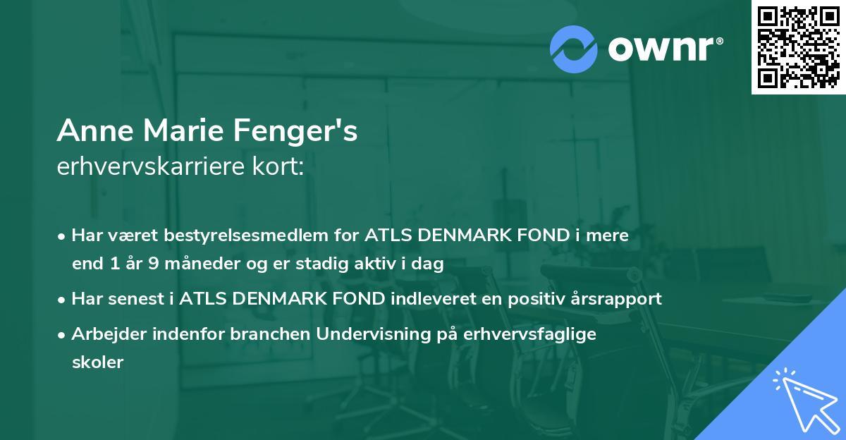 Anne Marie Fenger's erhvervskarriere kort