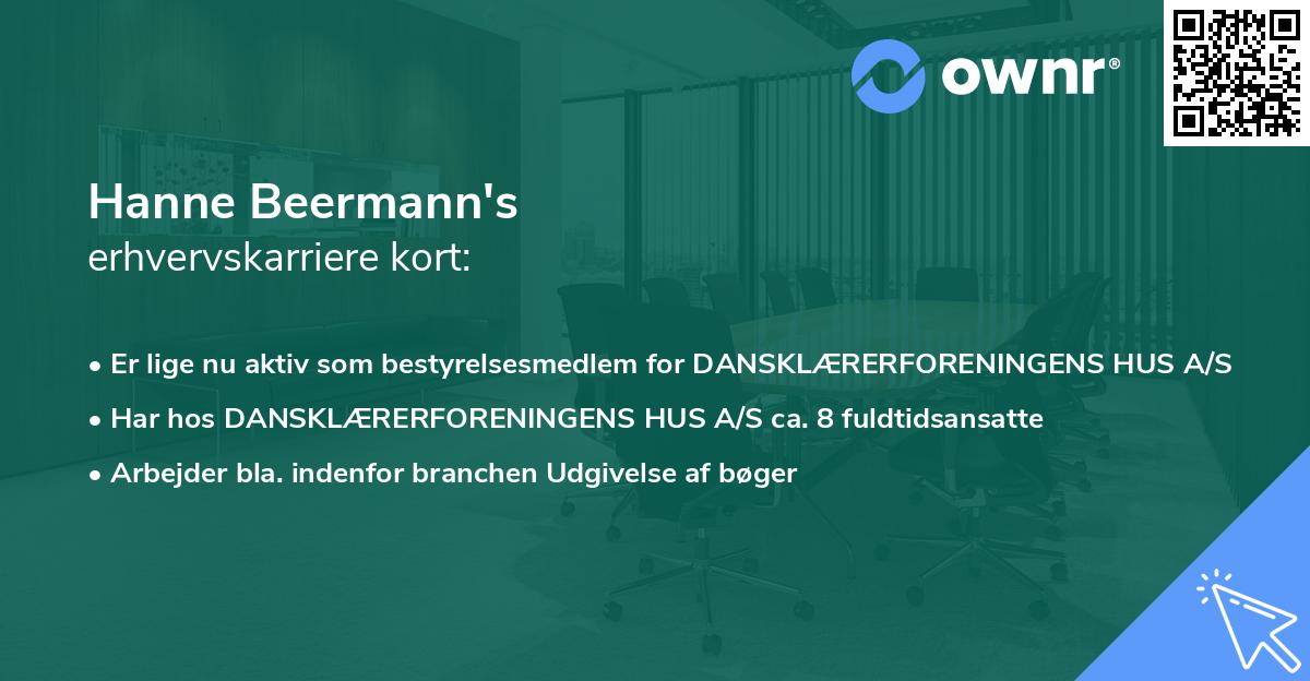 Hanne Beermann's erhvervskarriere kort